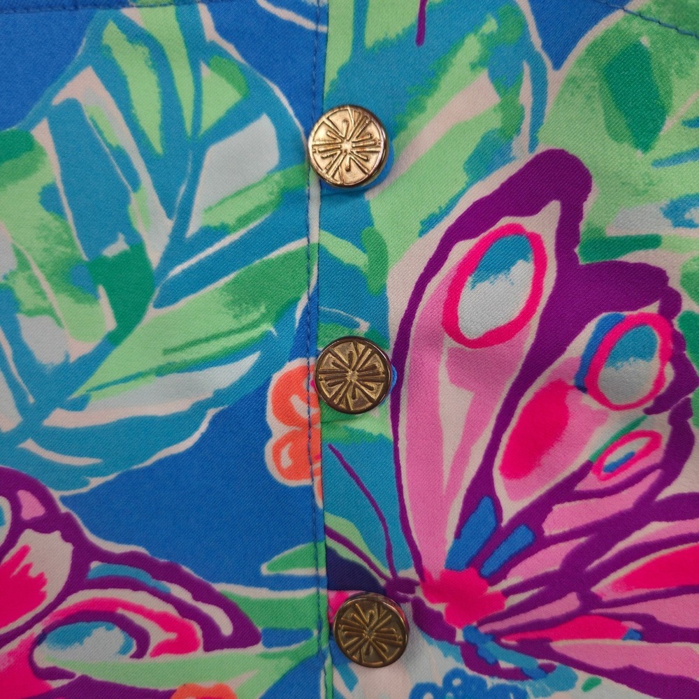 Lilly Pulitzer Luxletic Skort‎ Womens 2 Blue Pink Butterfly Floral Athleisure